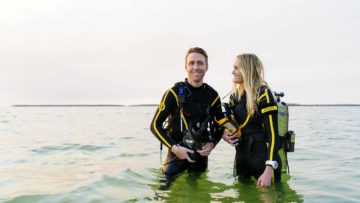 Philippe and Ashlan Cousteau in Marco Island filming Caribbean Pirate Treasure